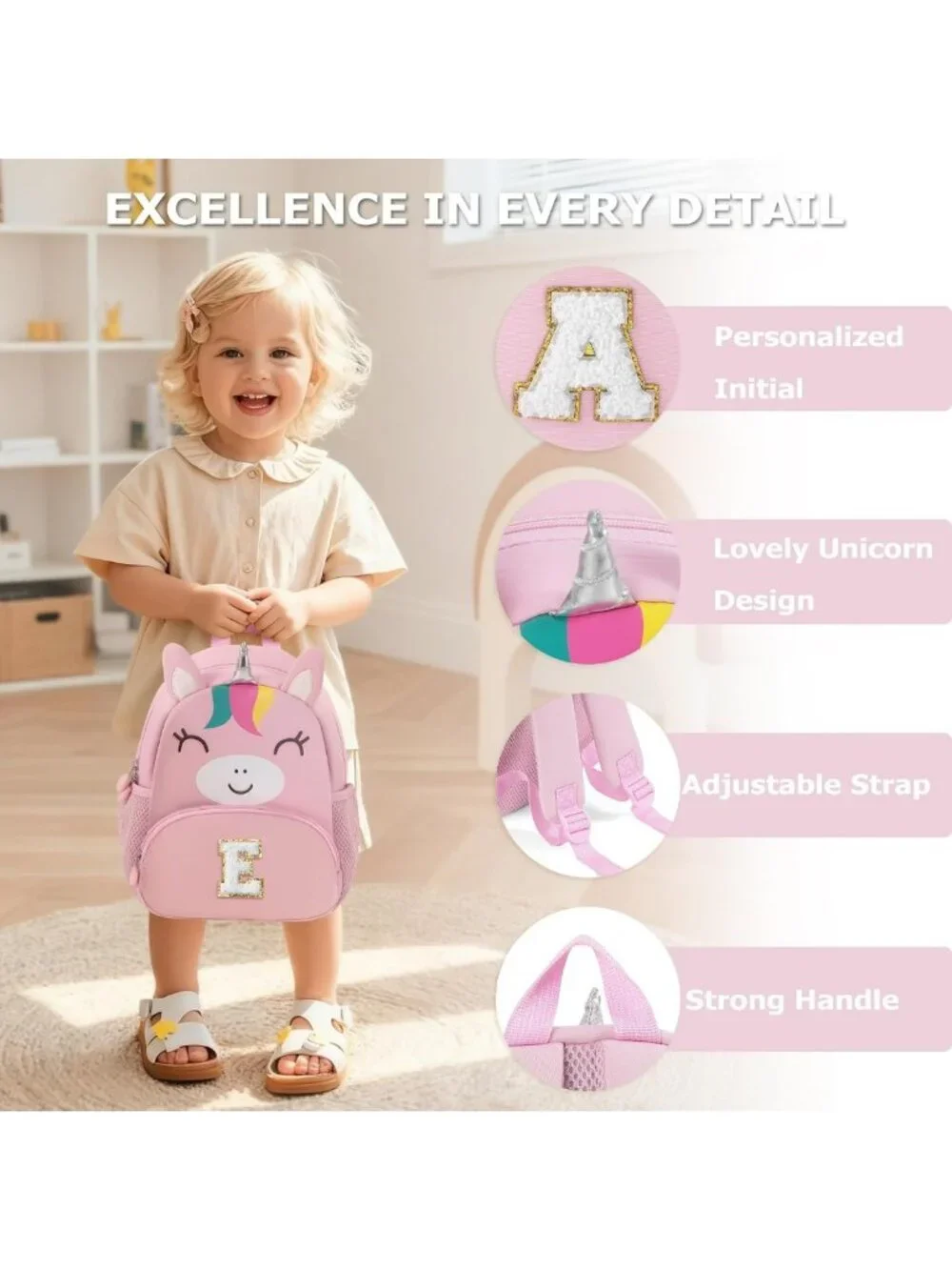 Personalized Unicorn Backpack for Toddler Girls | Birthday Gift for Ages 2-5